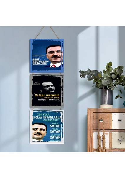 Ahşap Katlanabilir 3lü Tablo - TBL0003