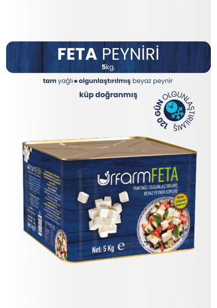 Feta Peyniri 5 kg Küp - Tam Yağlı Olgunlaştırılmış Beyaz Peynir - Feta Cheese