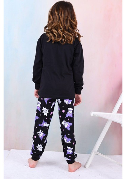 Kız Çocuk Kuromi Baskılı Pijama Takımı