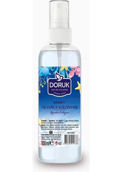 Sprey Okyanus Kolonyası 100 ml Pet Şişe Kolonya