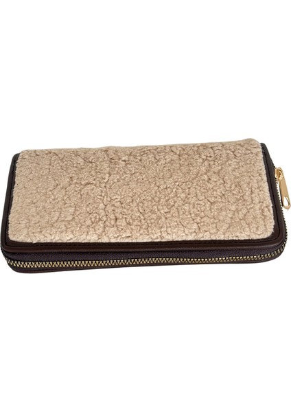 Teddy Peluş Cüzdan krem-Taba