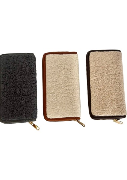 Teddy Peluş Cüzdan krem-Taba modelleri