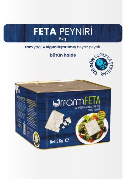 Feta Peyniri 5 Kg. Bütün - Tam Yağlı Olgunlaştırılmış Beyaz Peynir - Feta Cheese