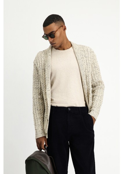 Desenli Yünlü Triko Hırka