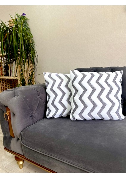 2'li Set Bohem Özel Tasarım Punch Panç Desen Dekoratif Kırlent Kılıfı Aynı Renk 43 x 43 cm
