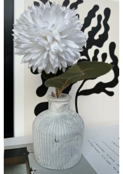 Dekoratif Mermer Desenli Pinterest Çizgili Pampas Kuru Çiçek Vazosu