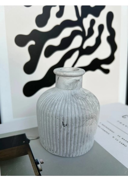 Dekoratif Mermer Desenli Pinterest Çizgili Pampas Kuru Çiçek Vazosu
