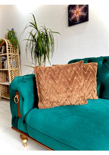 2'li Set Bohem Özel Tasarım Punch Panç Desen Dekoratif Kırlent Kılıfı Aynı Renk 43 x 43 cm