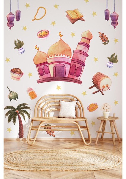 Soft Pastel Renklerde Ramazanı Şerif Sticker Seti Ramazan Süsü Sticker, Çocuklar Için Ramazan Seti fiyatları