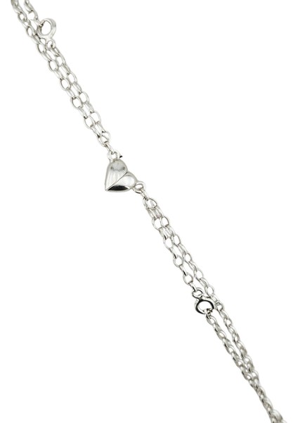 925 Ayar Gümüş Mıknatıslı Kalp Sevgili Çift Gümüş Bileklik