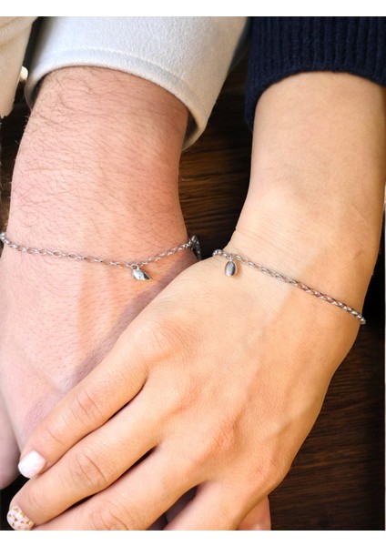 925 Ayar Gümüş Mıknatıslı Kalp Sevgili Çift Gümüş Bileklik modelleri