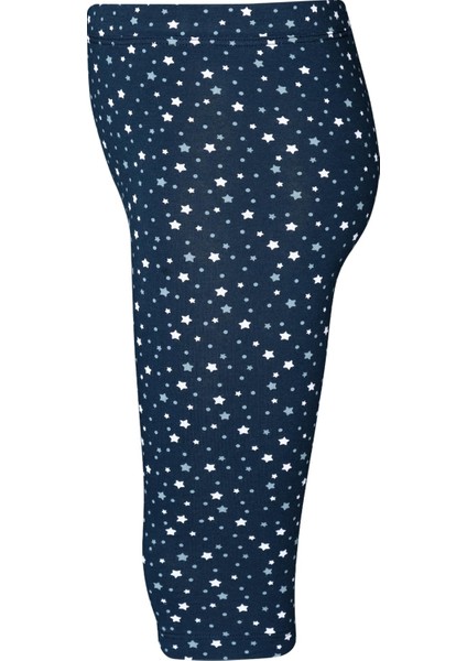 Koyu Lacivert Little Stars Kız Çocuk Desenli Diz Altı Tayt Kapri modelleri