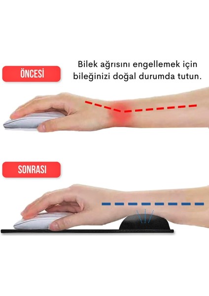 Bilek Destekli Mousepad - Dikişli Kaymaz Mouse Ped - Fare Pedi Kahverengi Mouse Pedi - Dikişli Oval Mouse Altlığı