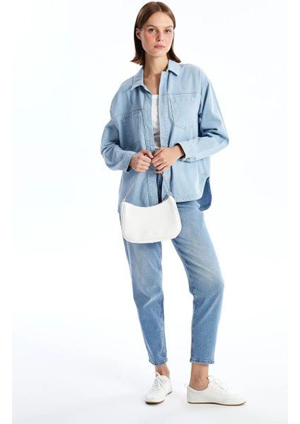 Beyaz Zincir Detaylı Kadın El Çantası indirimleri