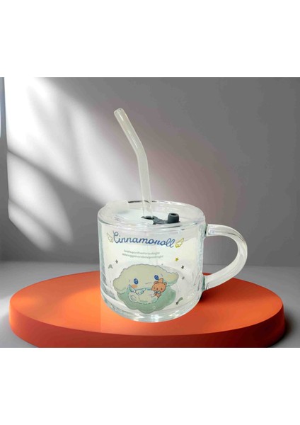 Kuromi Cinnamonoll Cam Pipetli Cam Kupa Bardak