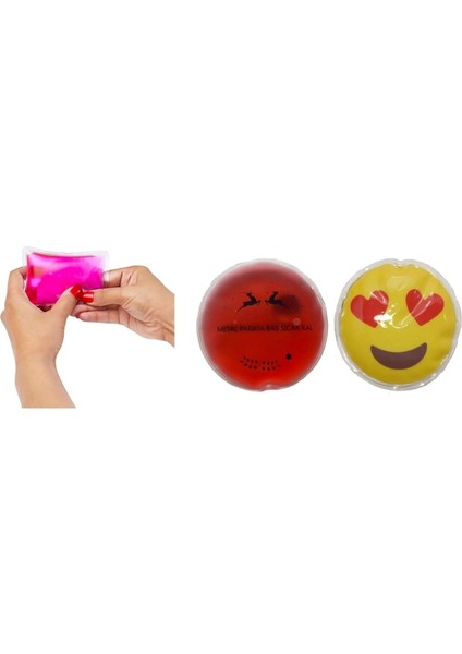 Emoji Kırmızı Ceylan Cep Sobası,el Isıtıcı,2 Adet Sıcak Su Torbası Pvc 9cm