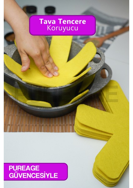 Kalın Tava Tencere ve Borcam Koruyucu Çizdirmez Keçe 6'lı Set