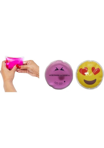 Emoji Pembe Ceylan Cep Sobası,el Isıtıcı,2 Adet Sıcak Su Torbası Pvc 9cm