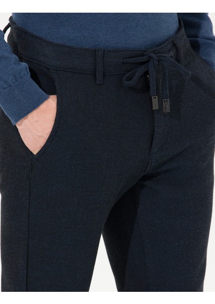 Erkek Lacivert Slim Fit Kanvas Pantolon 50255365-VR033