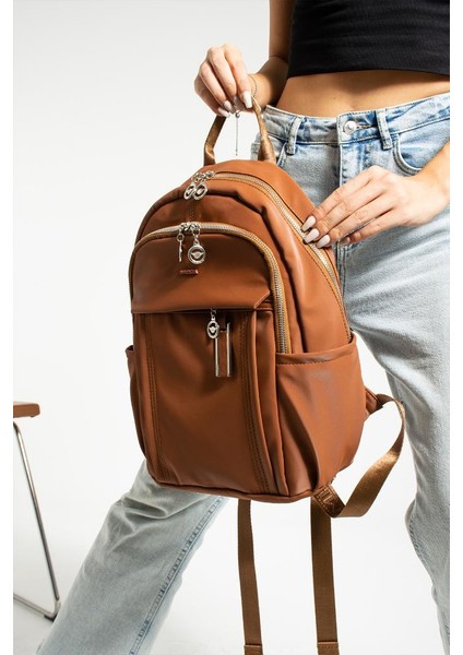 Saten Kumaş Kadın Sırt Çantası 38*28 cm Yağmur Itici Kumaş Mega Bag Günlük Kullanıma Uygun