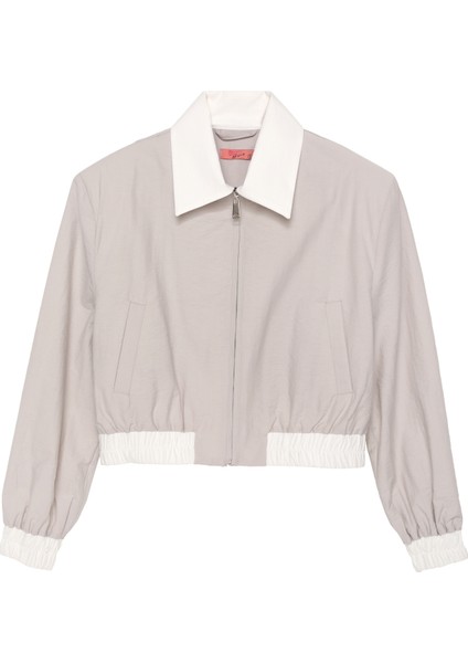 Renk Bloklu Beli Lastikli Bomber Ceket Gri fiyatları