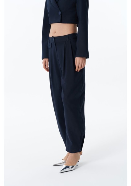 Pile Detaylı Jogger Pantolon Lacivert modelleri