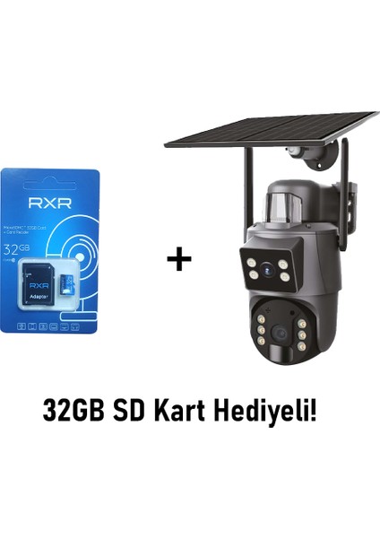 C38 Çift Lensli Solarlı Sim Kart Destekli 4g Kamera