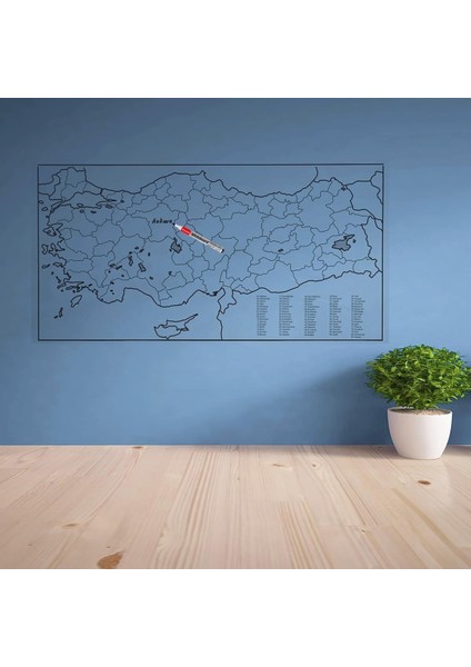 Yazılabilir Türkiye Haritası Manyetik Duvar Stickerı 110 x 56 cm (4767) - MCT3839-3063