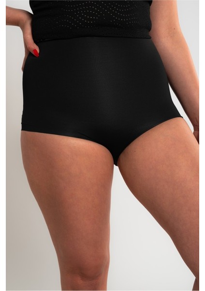 Lazer Kesim Slip Toparlayıcı Korse - Siyah