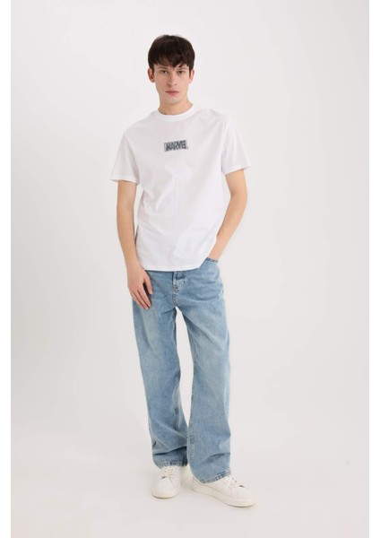 %100 Pamuk Marvel Logo Only Regular Fit Bisiklet Yaka Kısa Kollu Tişört D6785AX25SP fiyatları