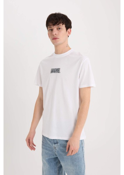 %100 Pamuk Marvel Logo Only Regular Fit Bisiklet Yaka Kısa Kollu Tişört D6785AX25SP modelleri
