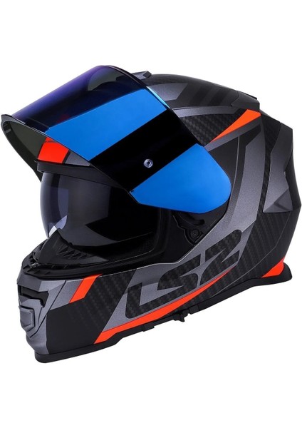 Storm 2 Racer Turuncu Kapalı Motosiklet Kaskı Mavi Camlı fiyatları