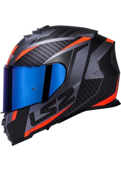 Storm 2 Racer Turuncu Kapalı Motosiklet Kaskı Mavi Camlı modelleri