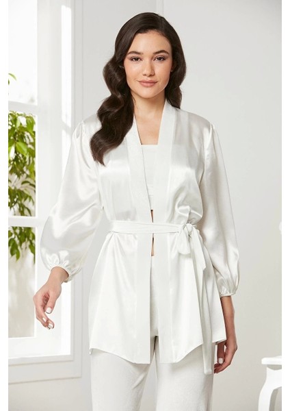Pierre Cardin 2050 Kadife Saten 3'lü Kadın Crop'lu Pijama Takımı