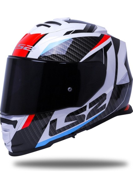 Storm 2 Racer Beyaz Kapalı Motosiklet Kaskı Siyah Camlı