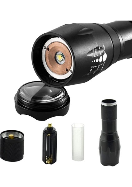Pilli Zoomlu Flash Özellikli Power Ledli El Feneri (4886)