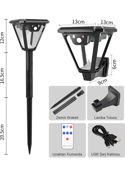 HS-V83 Solar Sensörlü 100 Smd Ledli 3 Modlu Bahçe ve Duvar Lambası