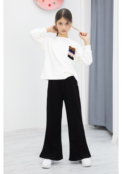 Siyah Dantel Cepli Ispanyol Paça Kız Çocuk Alt Üst Takım 19980