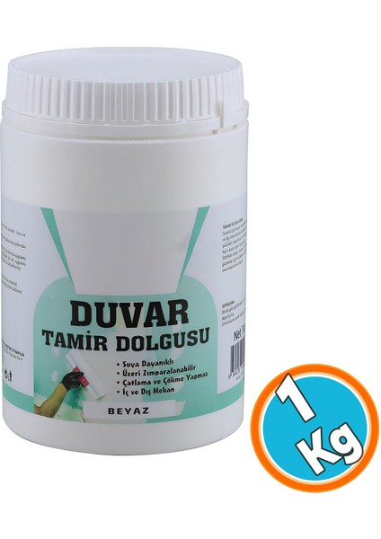 1 kg Duvar Tamir Dolgu Macunu Zemin Alçı Sıva Derin Boşluk Doldurucu Onarıcı Giderici 1000 gr