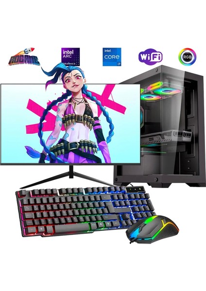I7 14700F 16GB Ddr4 480SSD 12GB Arc B580 27" 165Hz Mon. Oyun Bilgisayarı