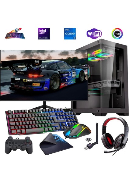 I7 14700F 16GB Ddr4 480SSD 12GB Arc B580 24" Mon. Oyun Bilgisayarı (Gaming Set)