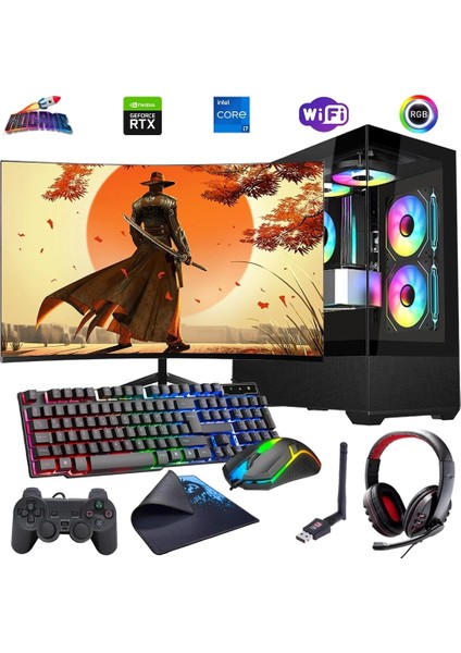I7 14700F 16GB Ddr4 512GB M2 8gb RTX4060 24" 100Hz Mon. Oyun Bilgisayarı (Gaming Set)