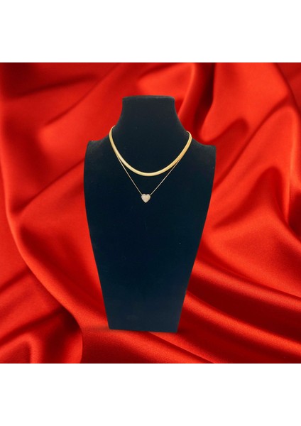 OZZYSHOPTR Çelik Kararma Yapmaz Silver Kalp Figürlü Taşlı Kolye