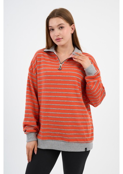 Dik Yaka Fermuarlı Sweatshırt (UNX00247WN)