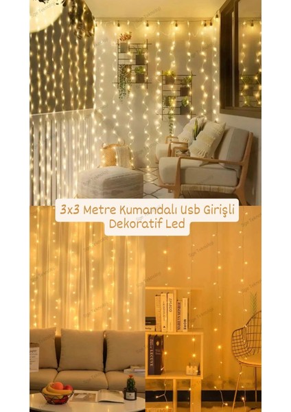 3x3 Metre 300 LED Kumandalı LED Perde Işığı Peri LED