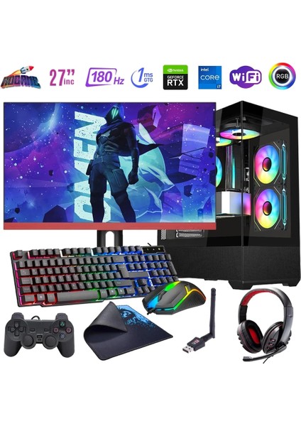 I7 12700F 32GB Ddr4 1tb M2 12GB RTX4070 27" 180Hz Mon. Oyun Bilgisayarı (Gaming Set)