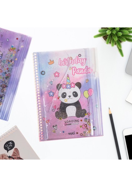 Panda Simli ve Sulu Kapaklı Kalem Kutulu A5 Defter fırsatları
