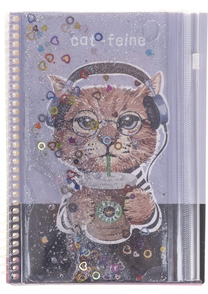 Kedi Simli ve Sulu Kapaklı Kalem Kutulu A5 Defter