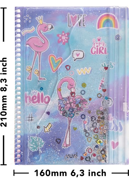 Flamingo Simli ve Sulu Kapaklı Kalem Kutulu A5 Defter