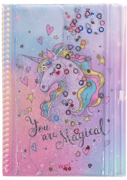 Unicorn Simli ve Sulu Kapaklı Kalem Kutulu A5 Defter